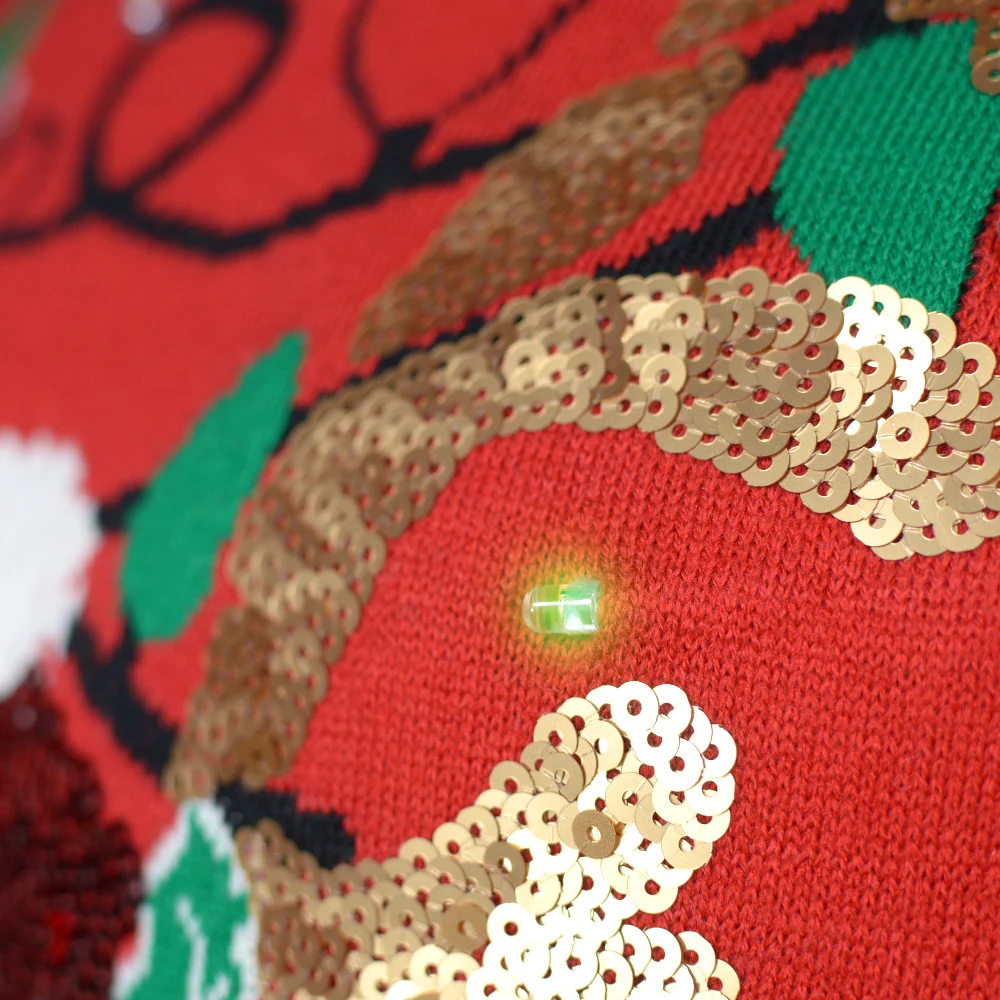 Jersey de Navidad con Luces LED para Hombre Reno Brillante con Lentejuelas - Imagen 5