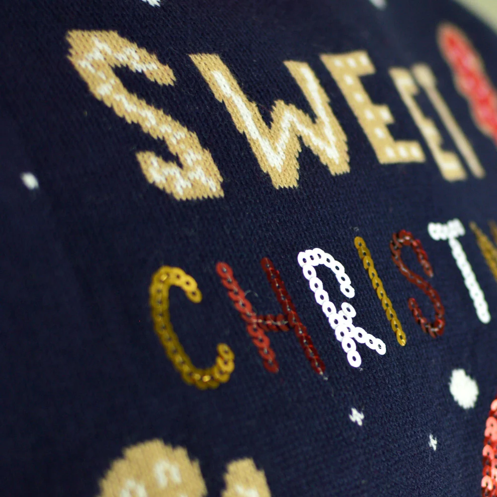 Jersey de Navidad con Luces LED para Mujer Azul Ginger Cookie - Imagen 6