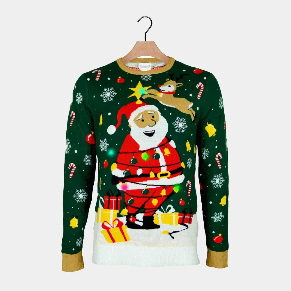 Jersey de Navidad con Luces LED Niña y Niño Papá Noel hecho un Lío - Imagen 9