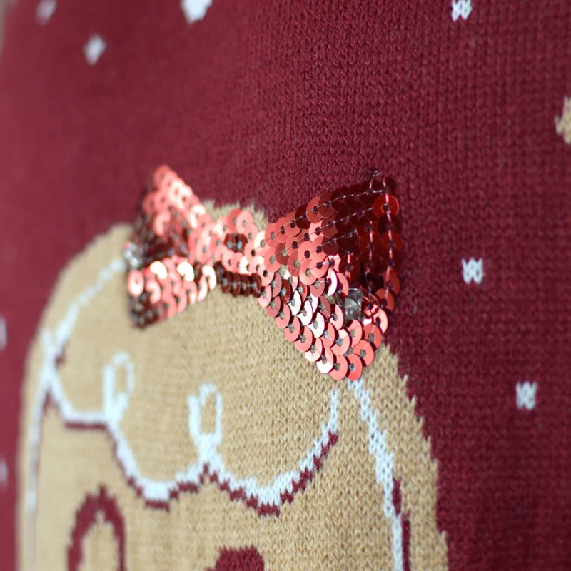 Jersey de Navidad con Luces LED para Niña y Niño Rojo Ginger Cookie - Imagen 7