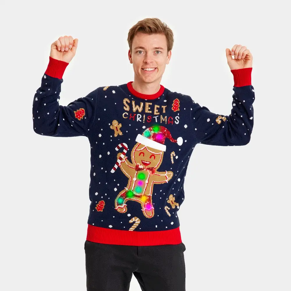 Jersey de Navidad con Luces LED Parejas Azul Ginger Cookie - Imagen 4