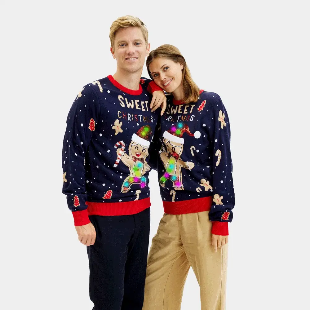 Jersey de Navidad con Luces LED Parejas Azul Ginger Cookie - Imagen 7
