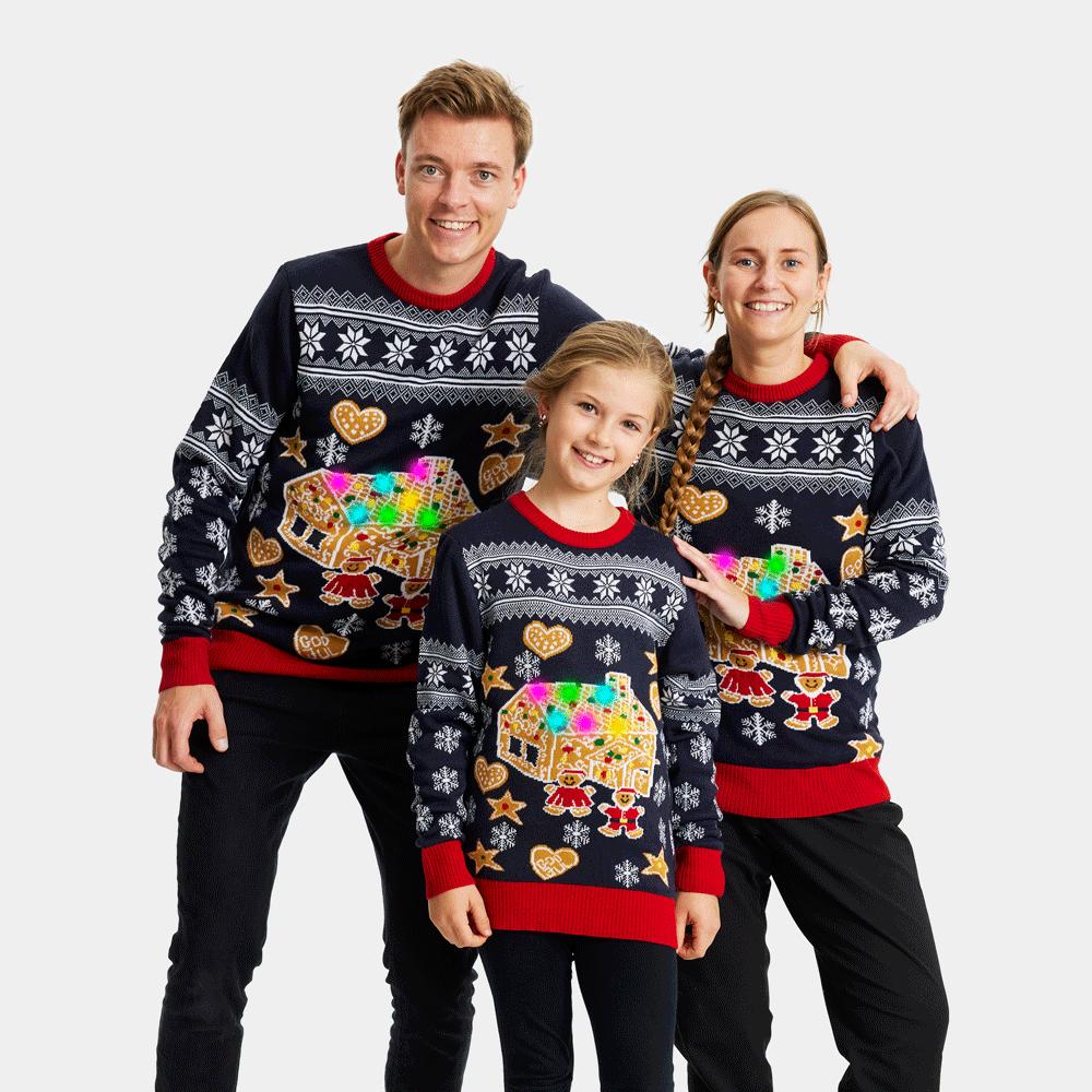 Jersey de Navidad con Luces LED para Hombre Casa Gingerbread - Imagen 3