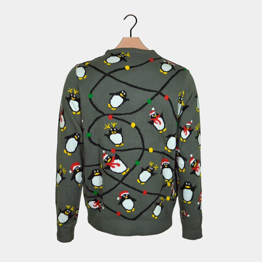 Jersey de Navidad de Luces LED para Familia Gris con Pingüinos - Imagen 8