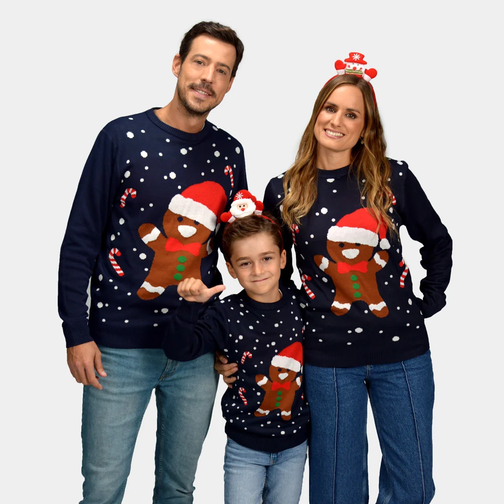 Jersey de Navidad para Hombre Azul Gingerbread - Imagen 4