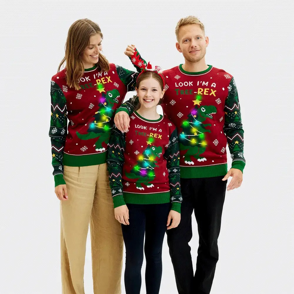 Jersey de Navidad con Luces LED para Hombre Christmas Tree-Rex - Imagen 7