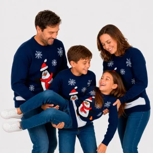 Jersey de Navidad Pingüino Azul Marino
