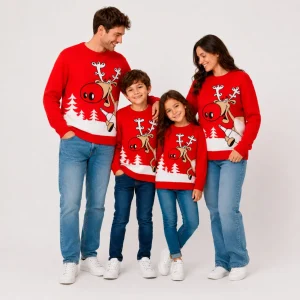 Jersey de Navidad Reno con Cerveza Rojo
