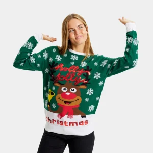 Jersey de Navidad para Familia Verde Holly Jolly Lentejuelas