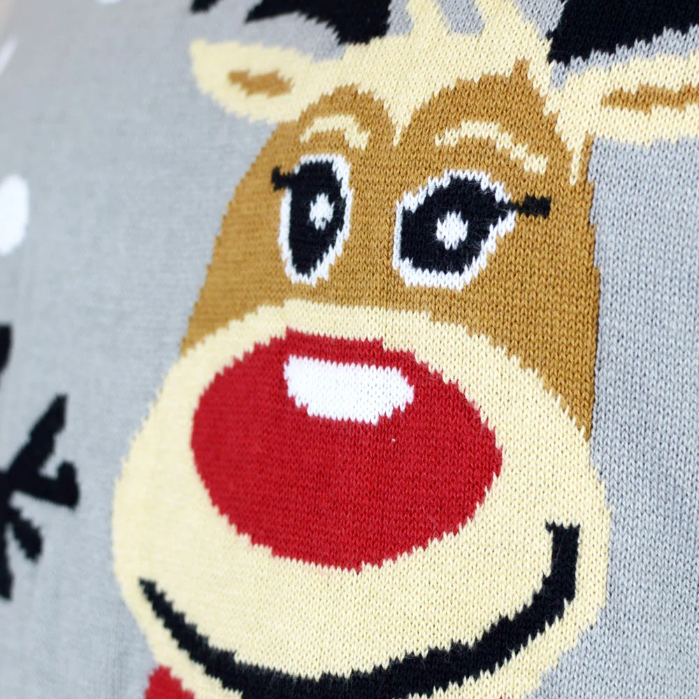 Jersey de Navidad Parejas Gris con Renas Cute Algodón Orgánico - Imagen 7