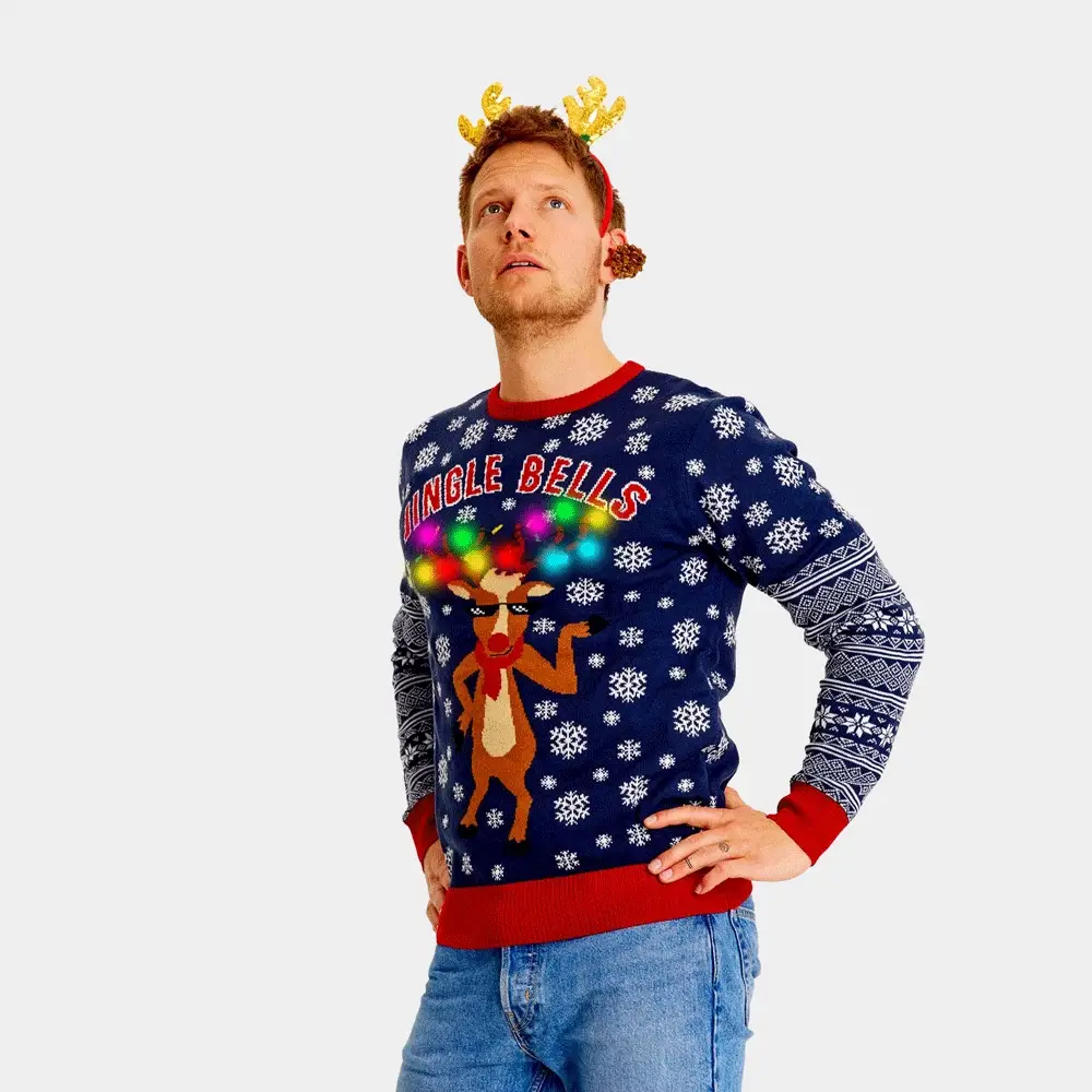 Jersey de Navidad con Luces LED para Hombre Jingle Bells - Imagen 3