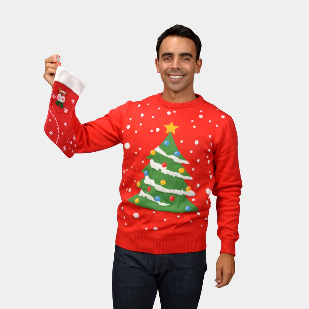 Jersey de Navidad para Hombre Rojo Árbol de Navidad - Imagen 2