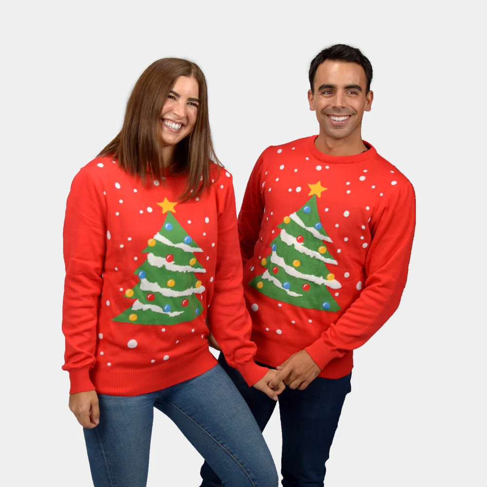 Jersey de Navidad para Hombre Rojo Árbol de Navidad - Imagen 4