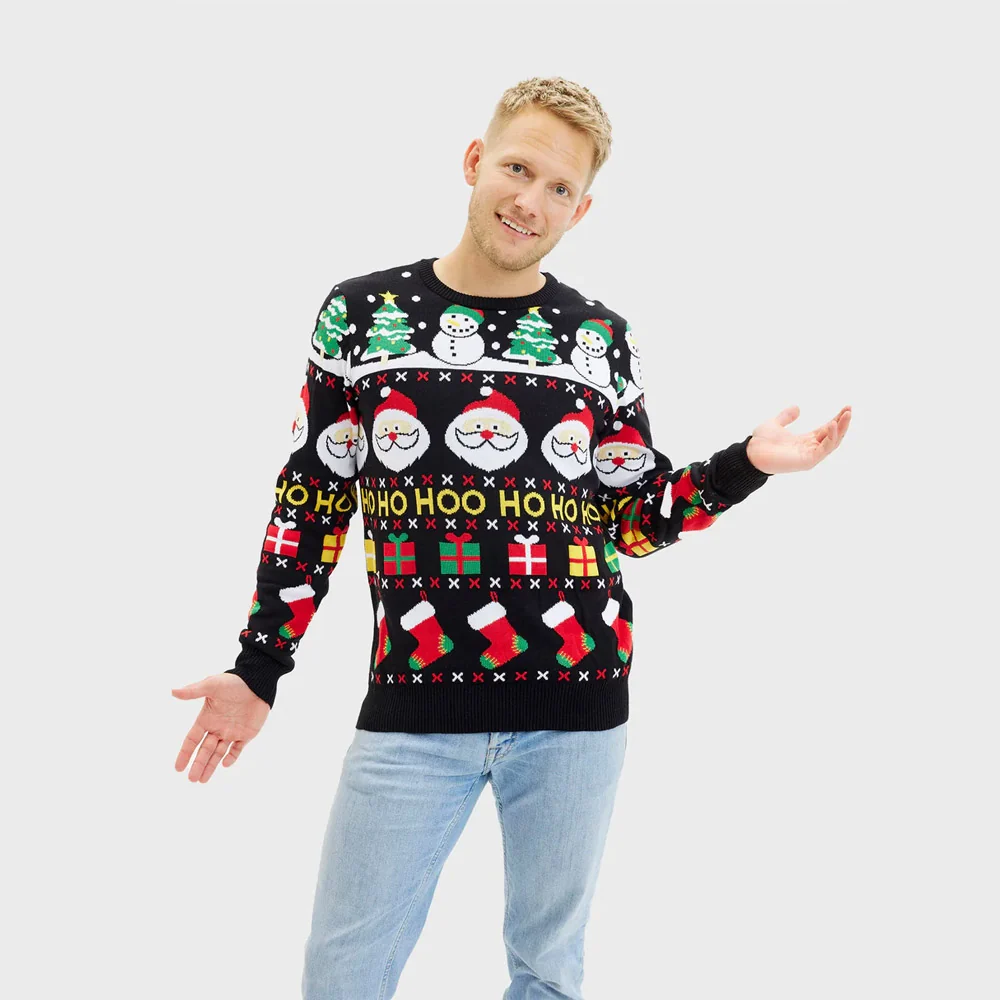 Jersey de Navidad para Hombre Santa, Regalos y Muñecos Algodón Orgánico