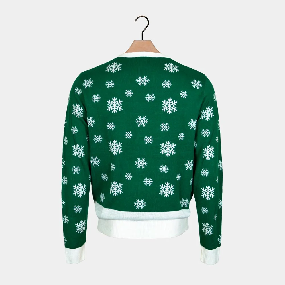 Jersey de Navidad para Hombre Verde Holly Jolly Lentejuelas - Imagen 7