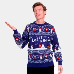 Jersey de Navidad Let it Snow Azul Hombre