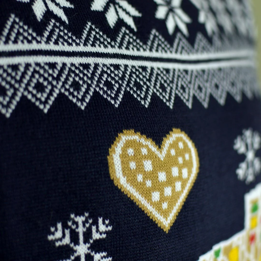 Jersey de Navidad con Luces LED para Hombre Casa Gingerbread - Imagen 7
