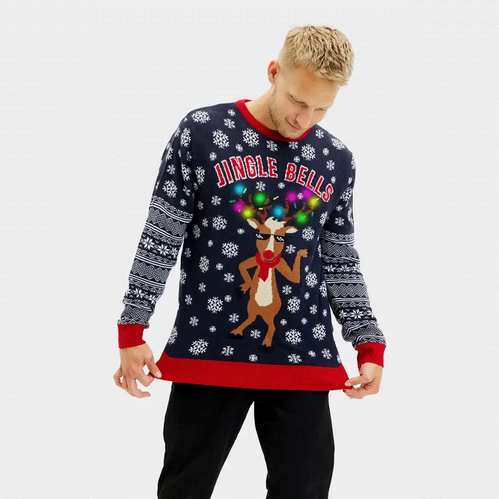 Jersey de Navidad con Luces LED para Hombre Jingle Bells - Imagen 4