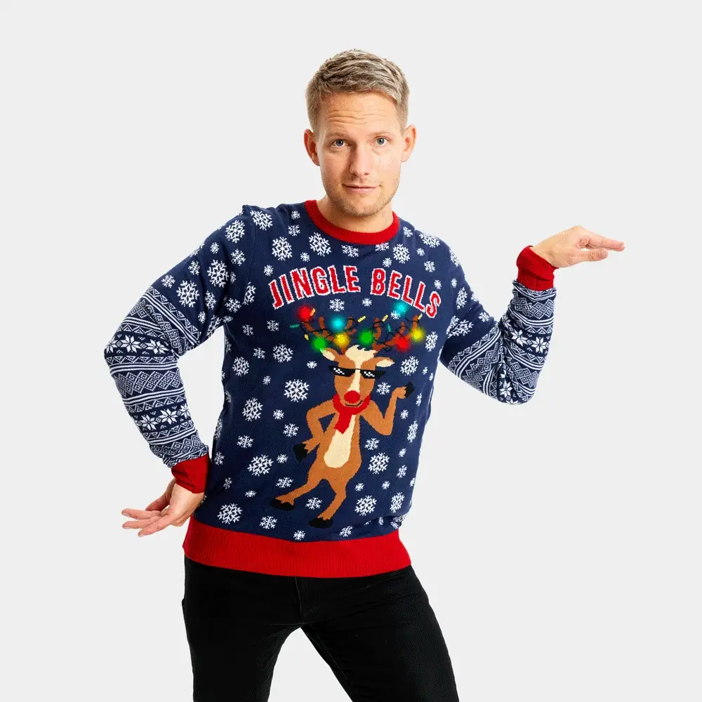 Jersey de Navidad con Luces LED para Hombre Jingle Bells