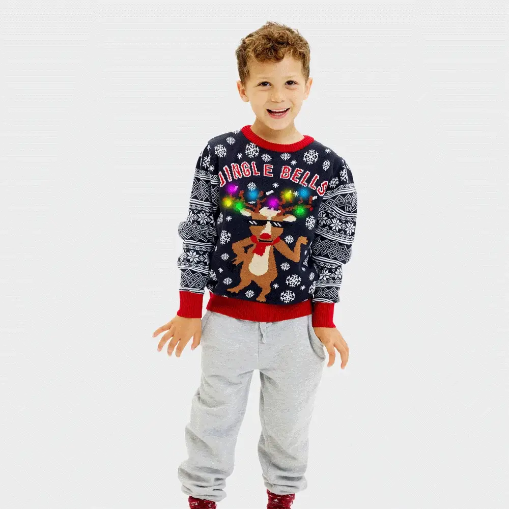 Jersey de Navidad con Luces LED para Niña y Niño Jingle Bells - Imagen 5