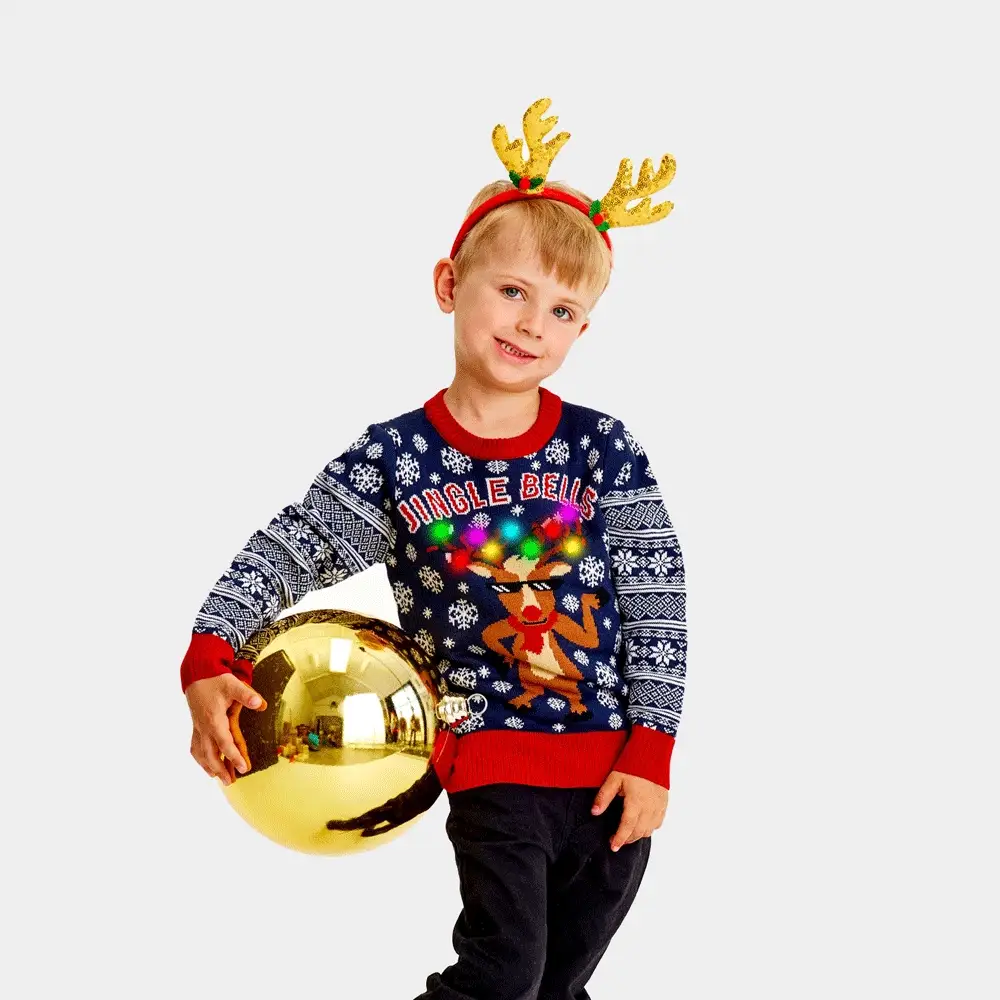 Jersey de Navidad con Luces LED para Niña y Niño Jingle Bells - Imagen 2