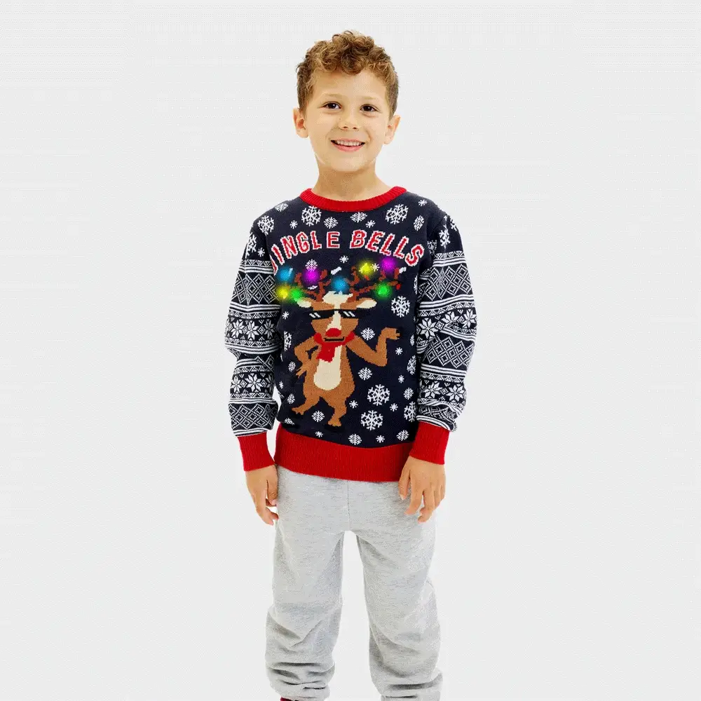 Jersey de Navidad con Luces LED para Niña y Niño Jingle Bells - Imagen 3