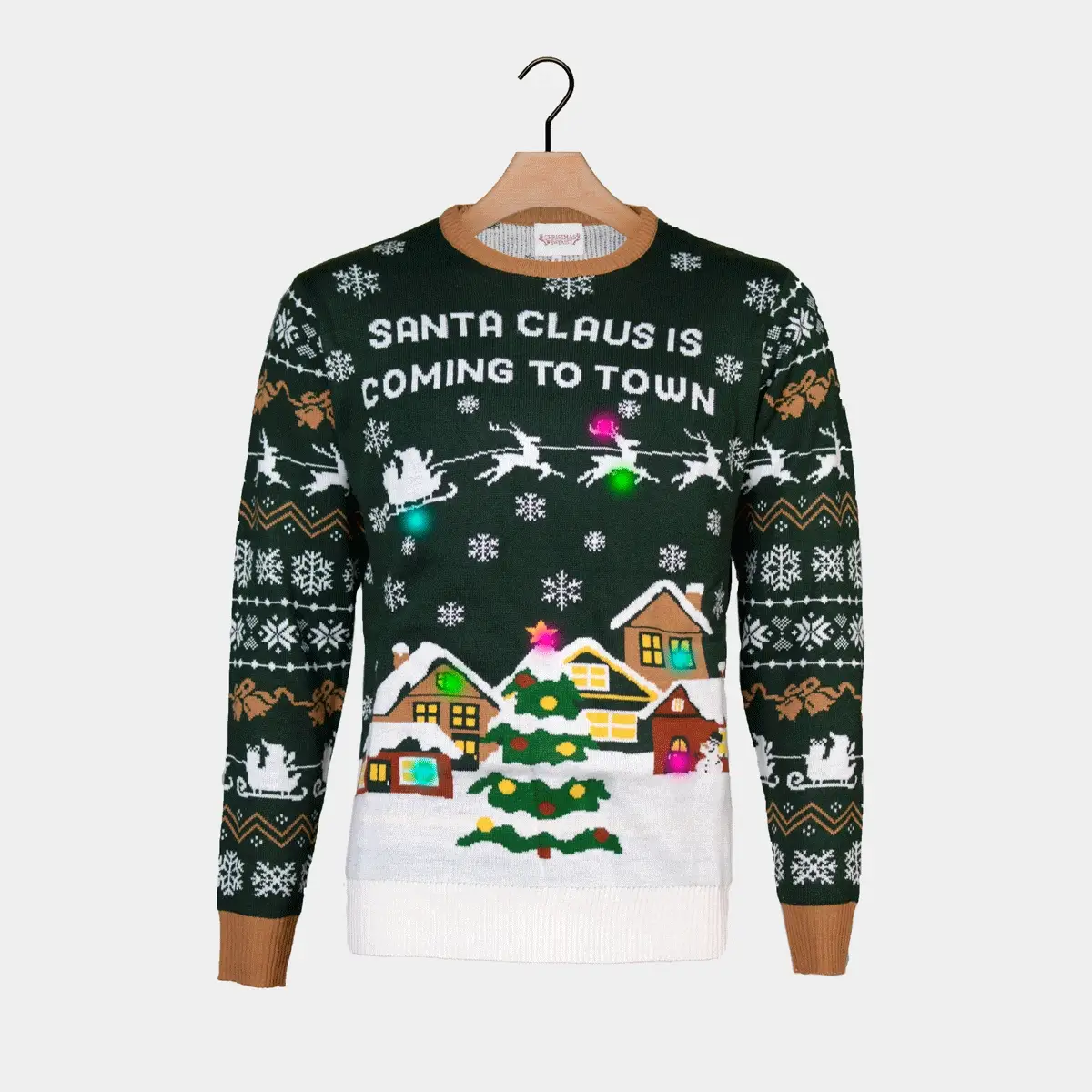 Jersey de Navidad con Luces LED Parejas Santa is Coming to Town - Imagen 7