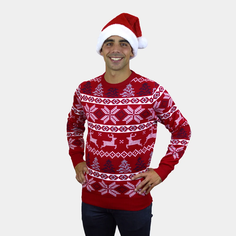 Jersey de Navidad para Mujer Rojo Clásico Estrellas Polares - Imagen 4