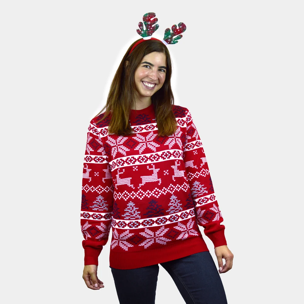 Jersey de Navidad para Mujer Rojo Clásico Estrellas Polares - Imagen 2