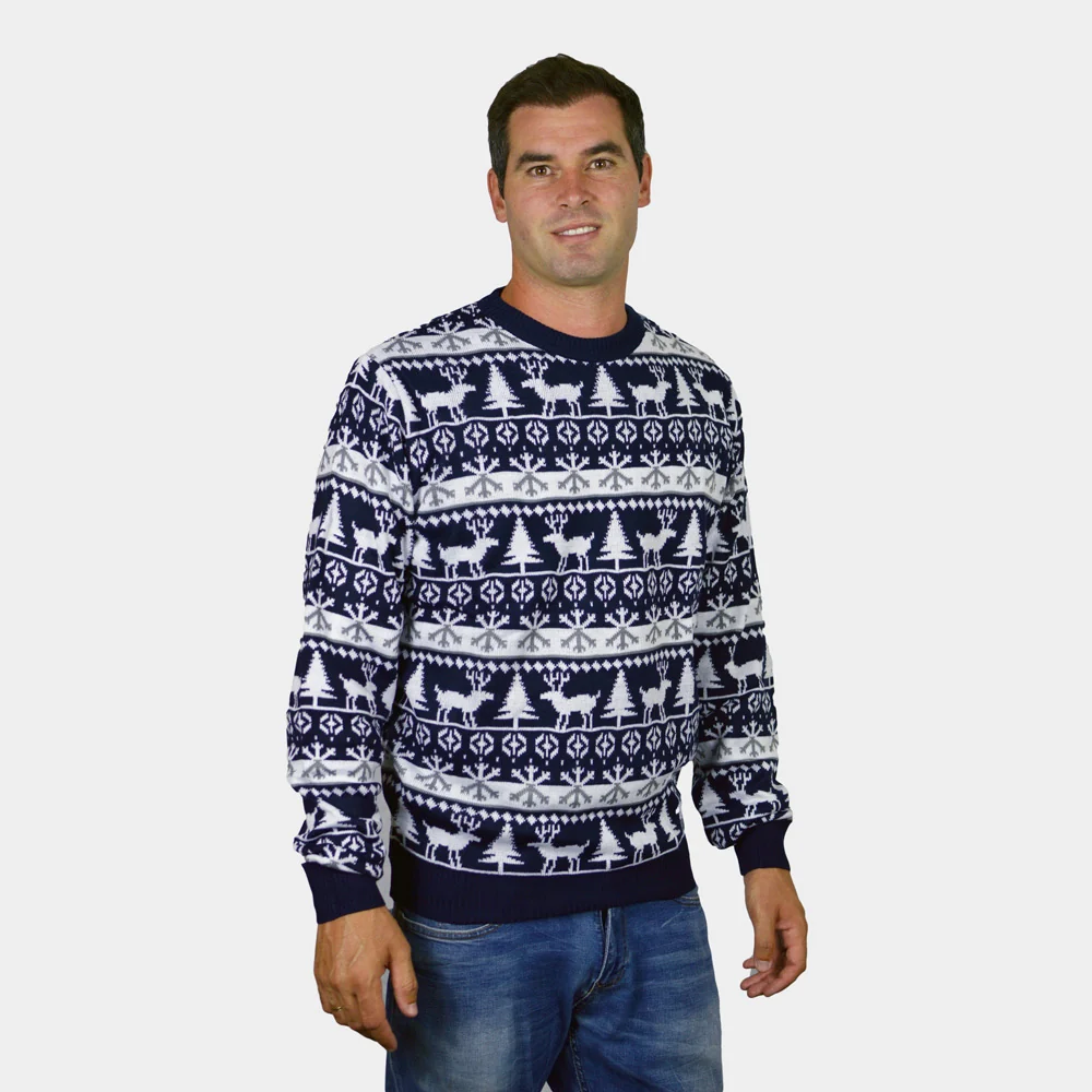 Jersey de Navidad para Niña y Niño cenefas de Renos y Árboles - Imagen 4