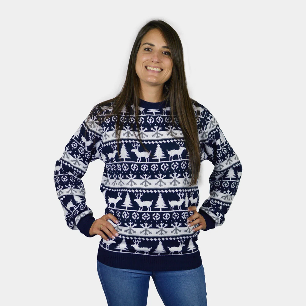 Jersey de Navidad para Niña y Niño cenefas de Renos y Árboles - Imagen 3