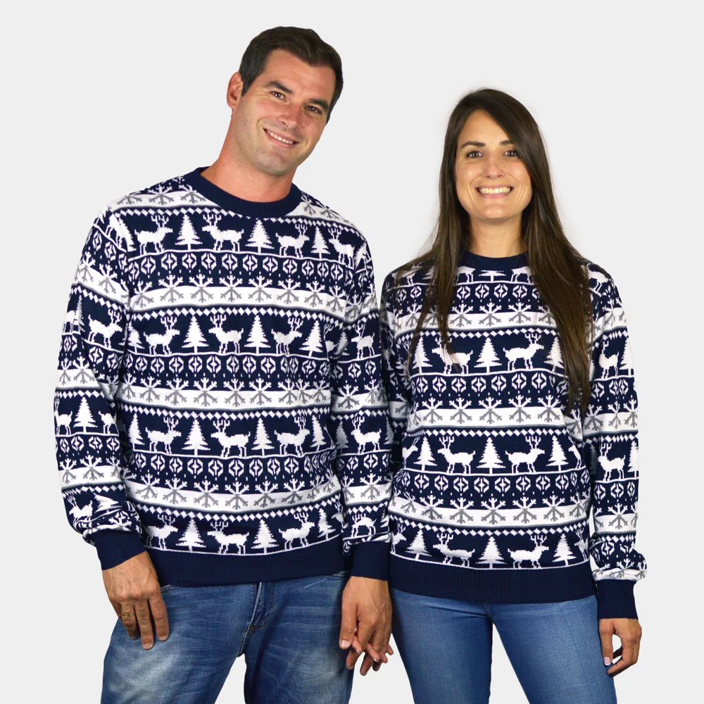 Jersey de Navidad para Niña y Niño cenefas de Renos y Árboles - Imagen 8