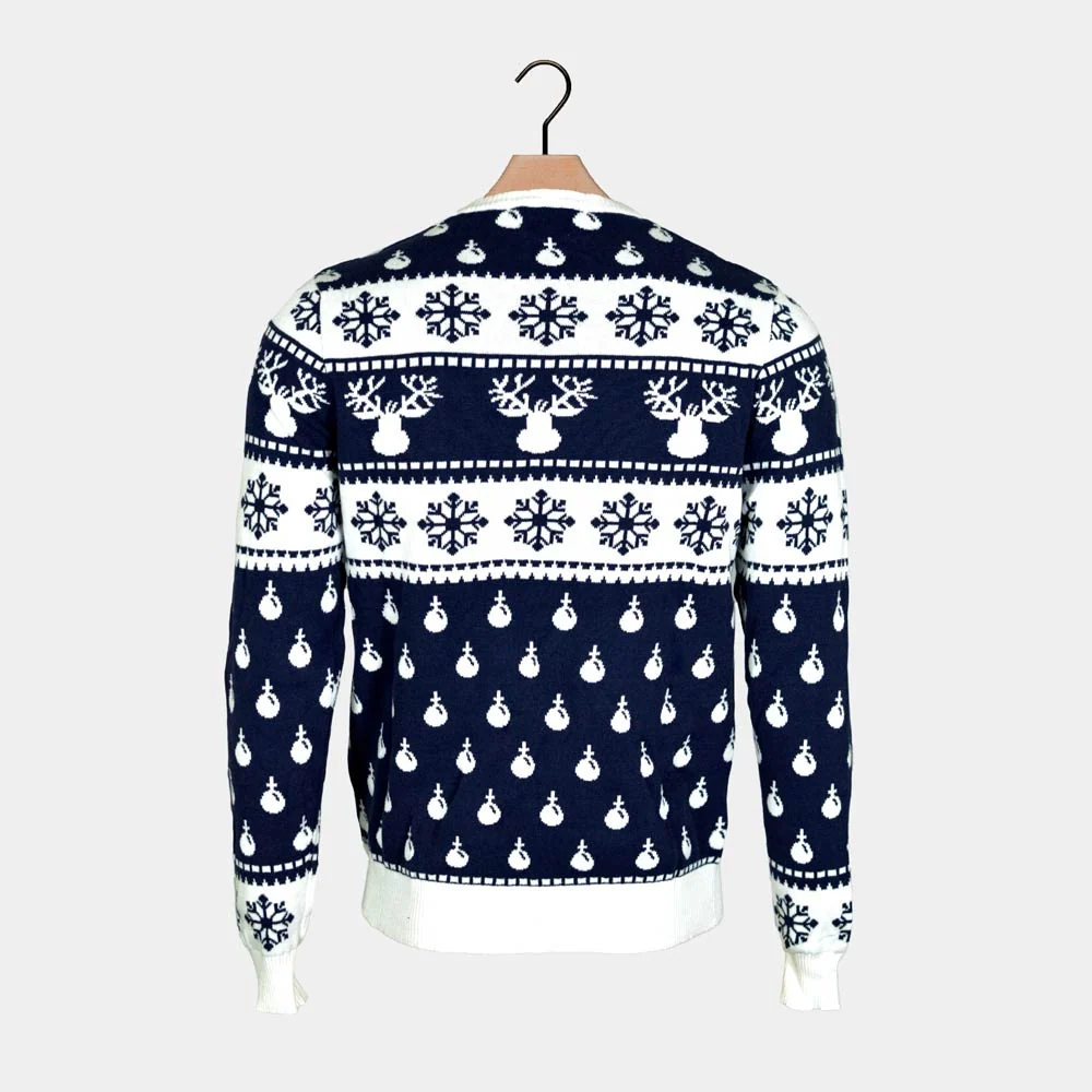 Jersey de Navidad para Niña y Niño con Renos y Nieve Azul - Imagen 9