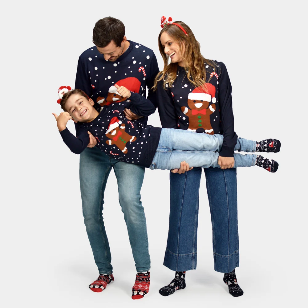 Jersey de Navidad para Niña y Niño Azul Gingerbread - Imagen 5