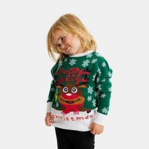 Jersey de Navidad para Niña y Niño Verde Holly Jolly Lentejuelas
