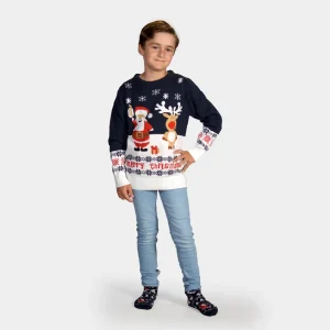Jersey de Navidad Niña y Niño Papá Noel Reno Rudolph Algodón Orgánico