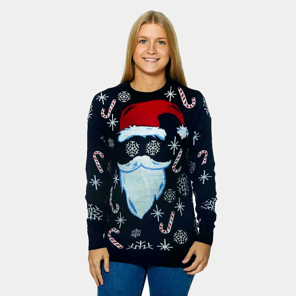 Jersey de Navidad para Mujer Papá Noel Negro - Imagen 2