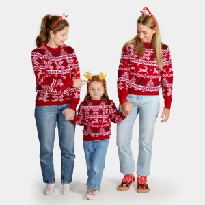 Jersey de Navidad para Familia Rojo Clásico Estrellas Polares