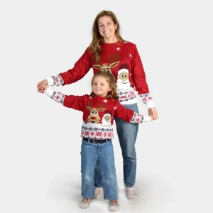Jersey de Navidad para Familia Santa y Rudolph Sonrientes