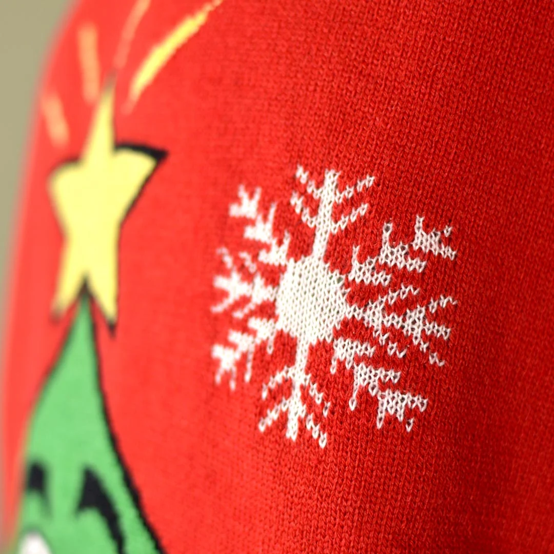 Jersey de Navidad para Hombre Árbol de Navidad Sonriente Rojo - Imagen 4