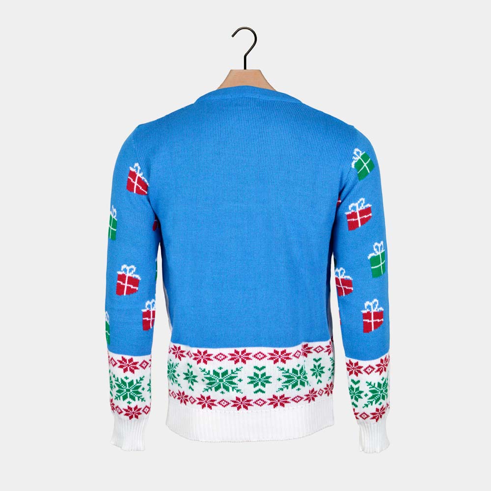 Jersey de Navidad para Hombre Azul Claro Reno y Papá Noel - Imagen 9