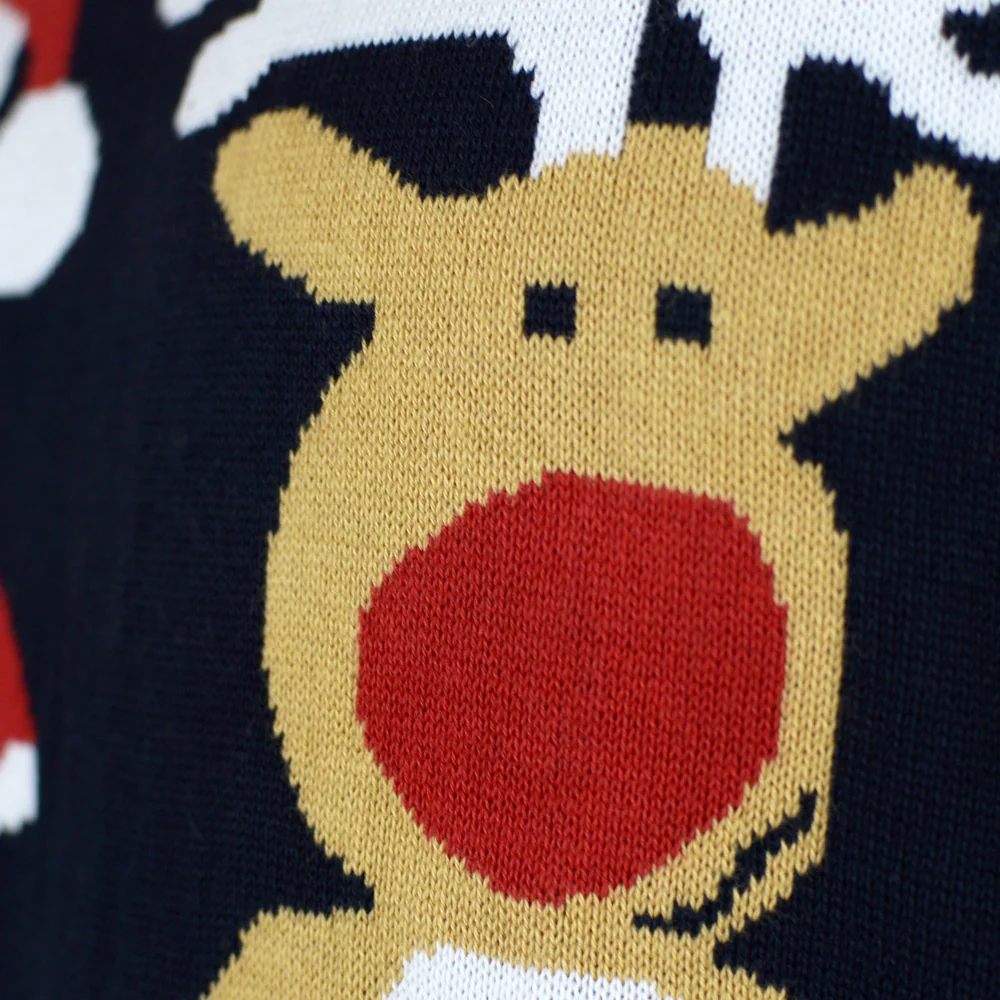 Jersey de Navidad para Hombre Azul Papá Noel y Reno Rudolph - Imagen 5