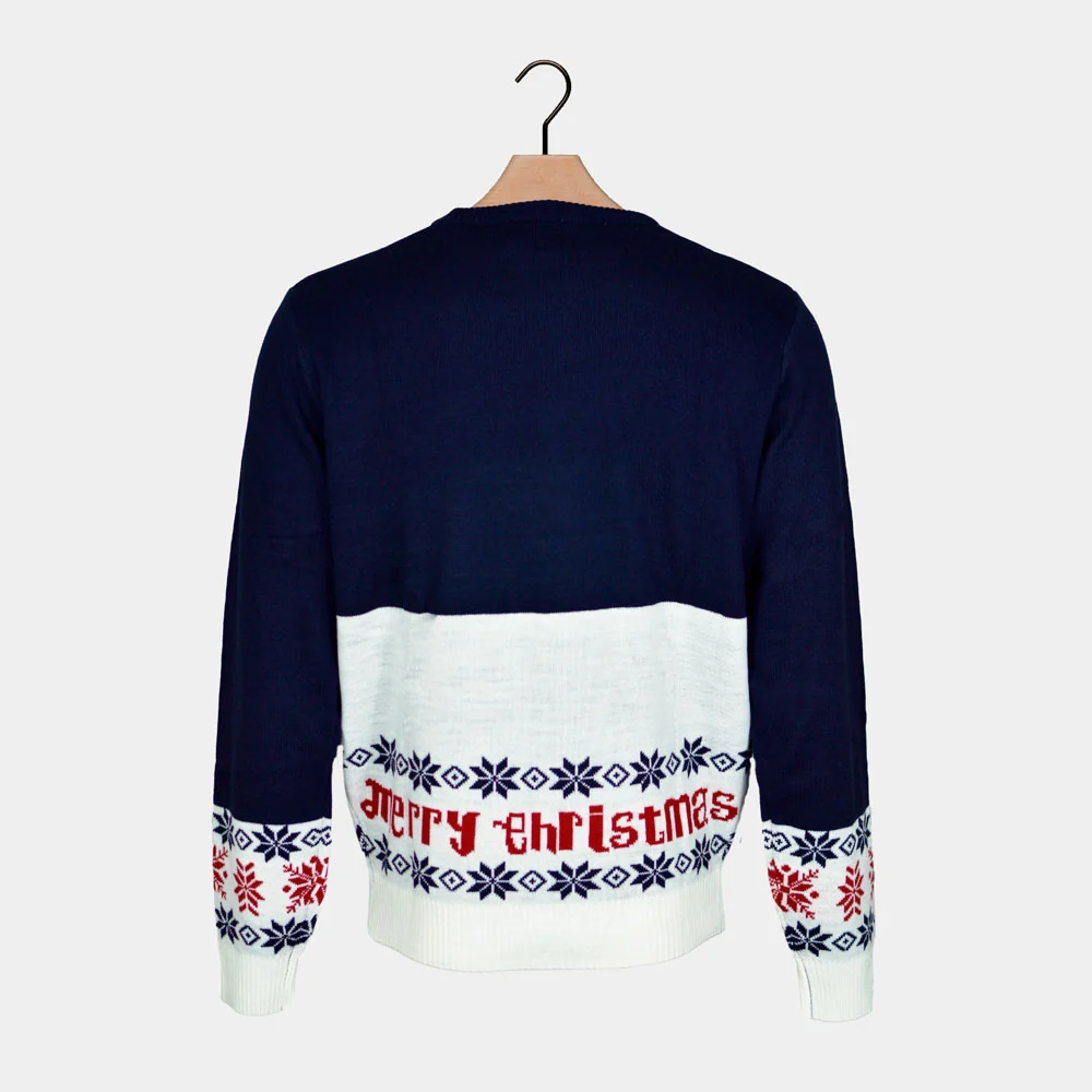 Jersey de Navidad para Hombre Azul Papá Noel y Reno Rudolph - Imagen 8