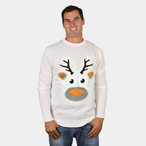 Jersey de Navidad para Hombre Blanco con Reno 3D Algodón