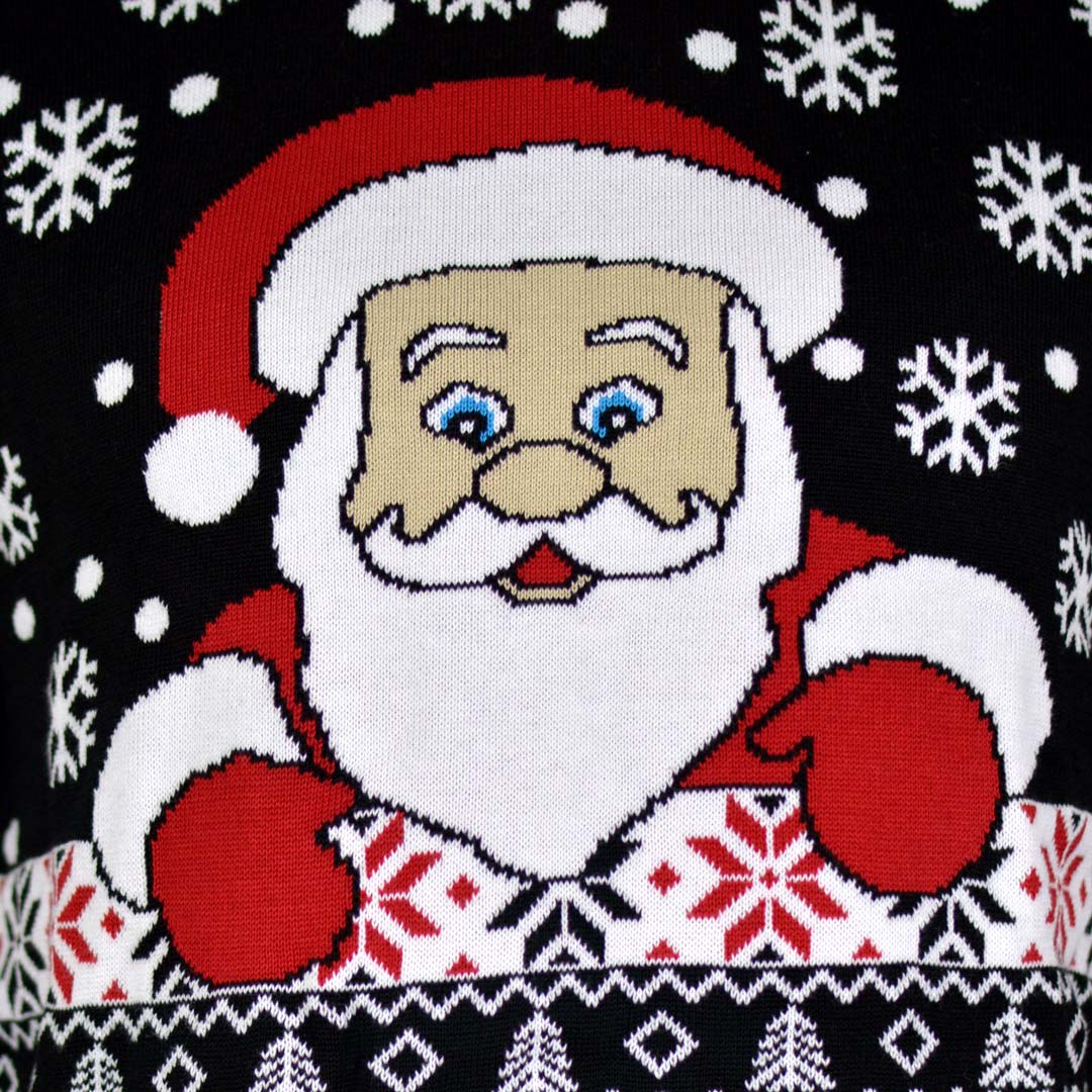 Jersey de Navidad para Hombre Negro con Papá Noel y Nieve - Imagen 3