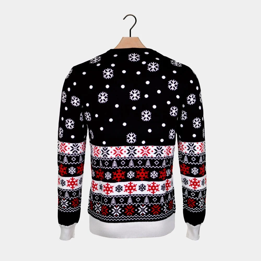 Jersey de Navidad para Hombre Negro con Papá Noel y Nieve - Imagen 6