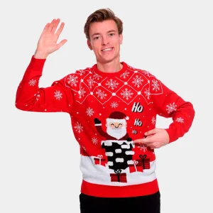 Jersey de Navidad para Hombre con Papá Noel Entrando por la Chimenea
