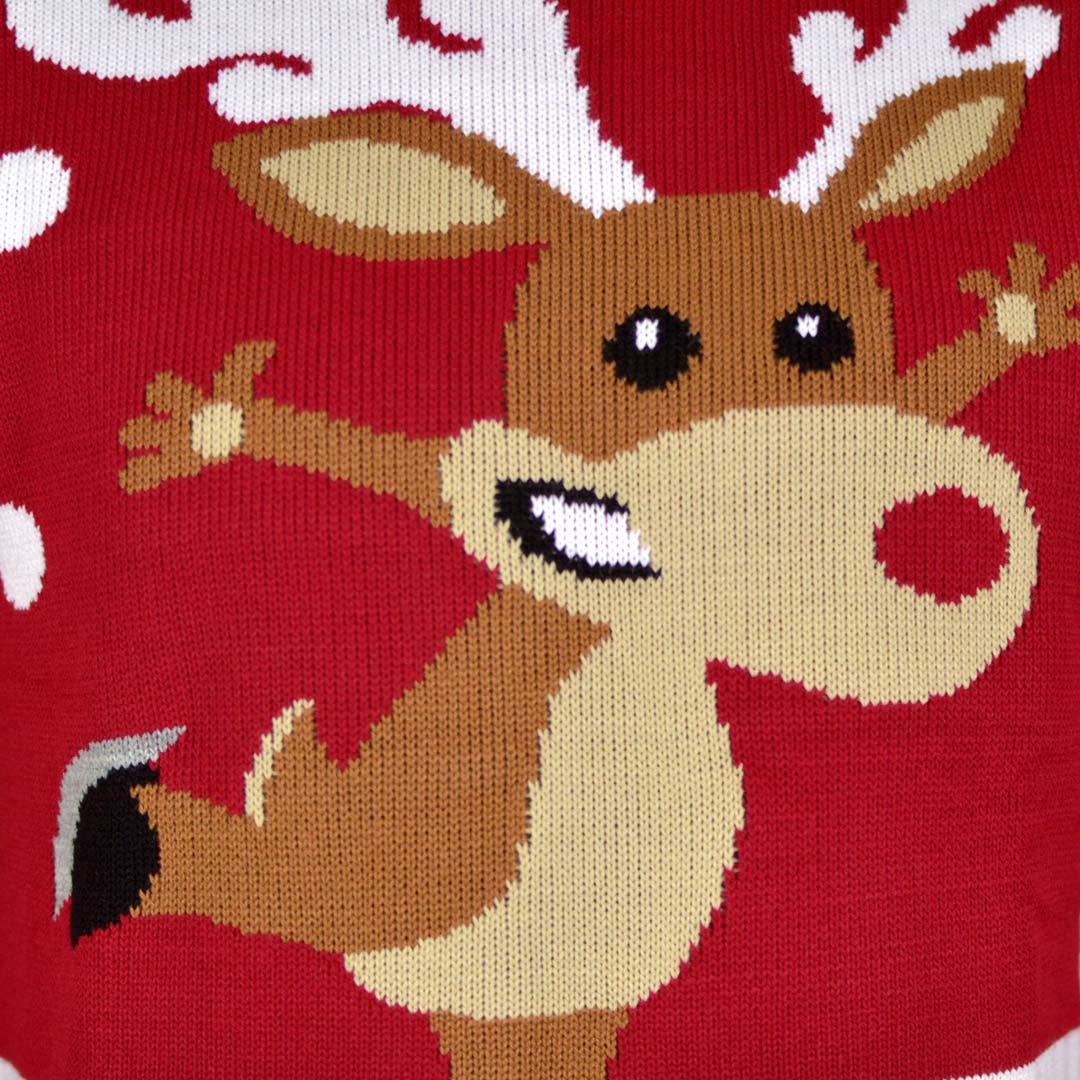Jersey de Navidad para Hombre Rojo con Reno Patinando - Imagen 4