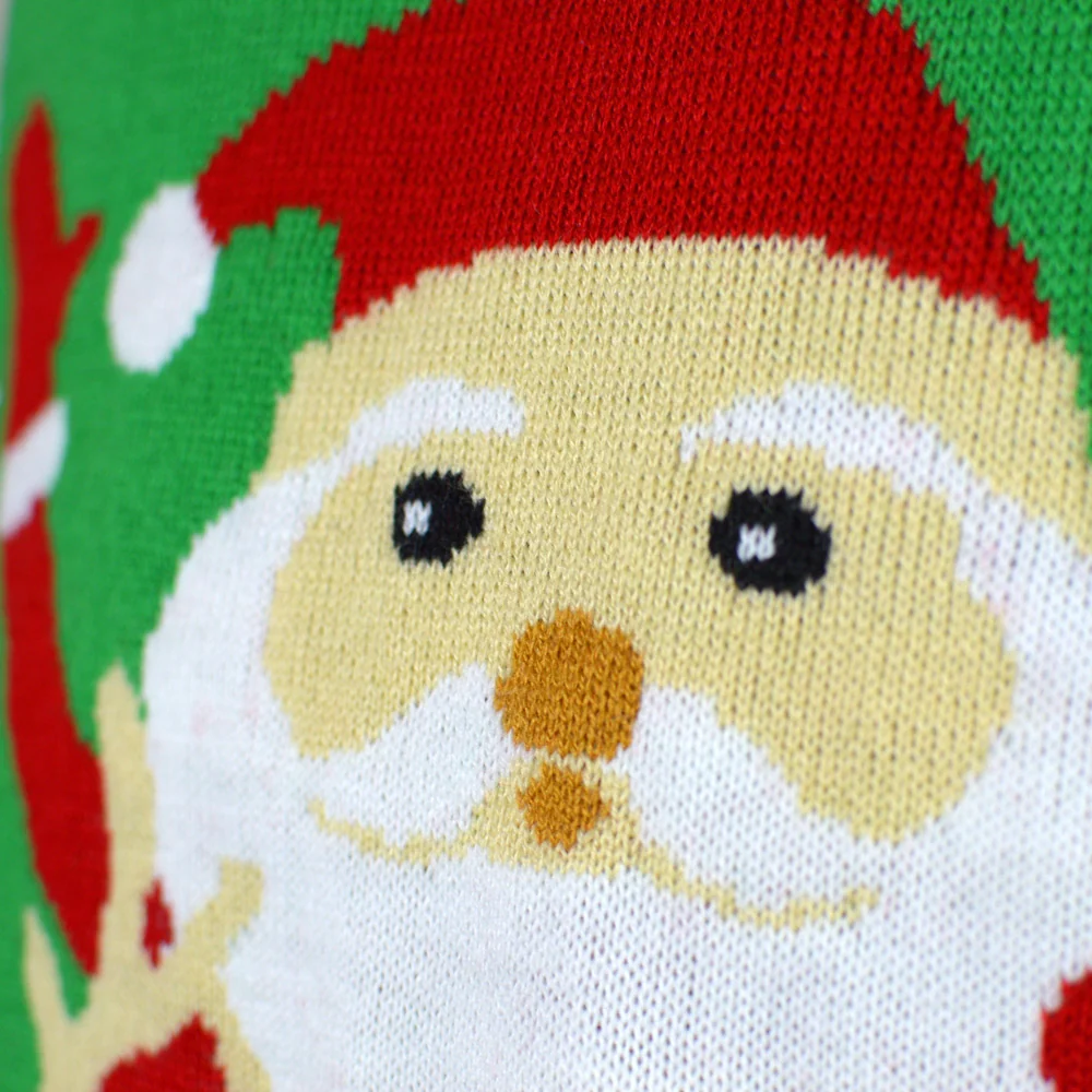 Jersey de Navidad para Hombre Rojo con Santa Claus y Reno Saludando - Imagen 6