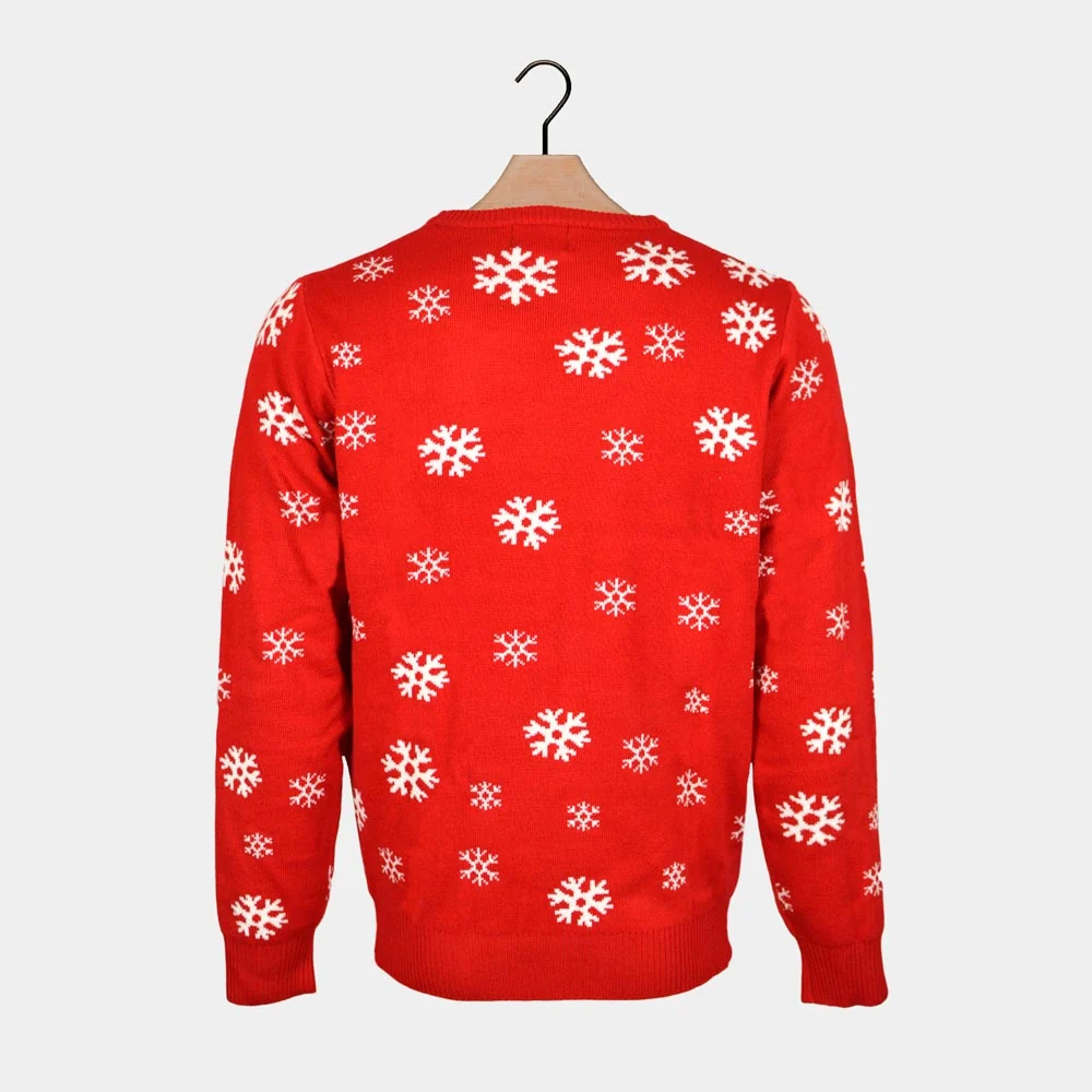 Jersey de Navidad para Hombre Rojo con Santa Claus y Reno Saludando - Imagen 9